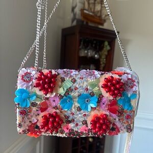 Floral Embellished Chain Bag